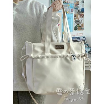 大容量單肩包女韓版簡約百搭斜挎包少女學生通勤補習上課包托特包