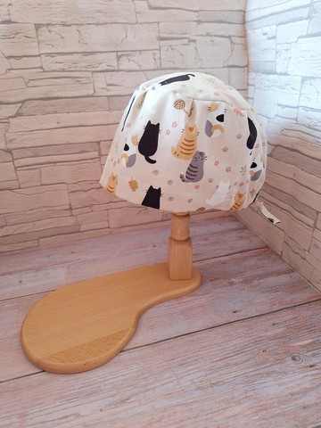 醫護雙層手術帽、工作帽、烘培帽  米白底貓背影 中厚棉款