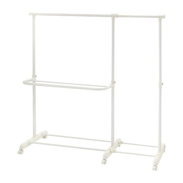 ikloo 宜酷屋 單桿雙層多功能伸縮曬衣架  104.5~169 x 45 x 94.5~158.5cm  白色  1組