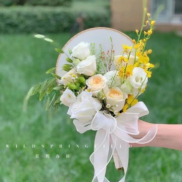 免運/ 可開票 快速出貨 新中式新娘手捧花結婚團扇婚禮創意花球仿真花扇子婚紗照攝影道具