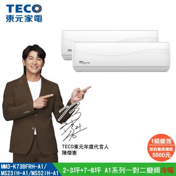 【TECO 東元】 2-3坪+7-8坪 一對二變頻冷暖分離式空調(MM3-K73BFRH-A1/MS23IH-A1+MS52IH-A1)