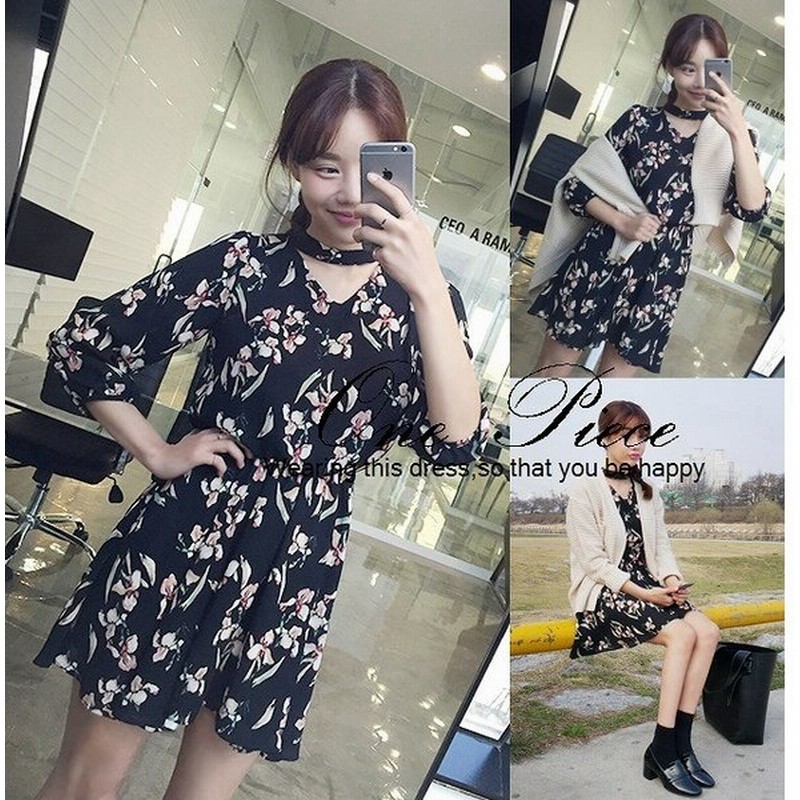 フラワープリント フレアミニワンピース ミニワンピ 花柄 Vネック 7分袖 パフスリーブ フレア ミニ丈 ウエストシェイプ レディース ワンピース ワ 通販 Lineポイント最大0 5 Get Lineショッピング