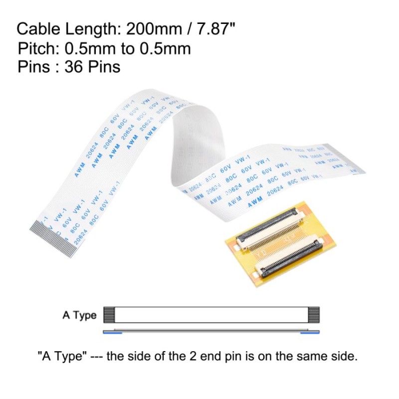 uxcell フレキシブルフラットケーブル（Aタイプ） 36ピン 0.5mmピッチ 200mm FFC LCDTV DVDプレーヤーラップトップ用  LINEショッピング