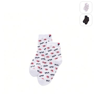 【FILA】滿版LOGO造型短襪-白色 SCY-1006-WT