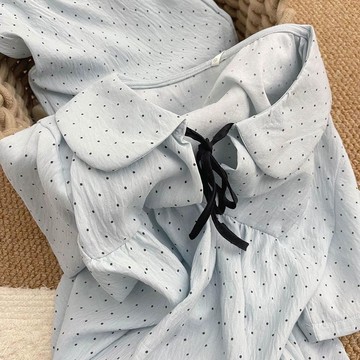 女童可愛波點睡衣夏季新款短袖短褲中大童甜美家居服套裝外穿短袖睡衣套裝兒童家居服兒童睡衣套裝短袖睡衣兒童短袖睡衣夏季居家服