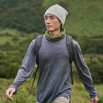 男秋冬美利奴羊毛休閑衣長袖圓領t恤速干排汗透氣吸汗美麗諾戶外