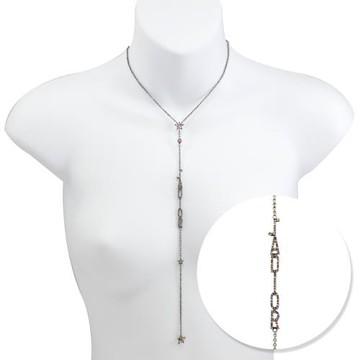 Christian Dior CD LOGO 彩鑽星星墜飾造型長項鍊.銀