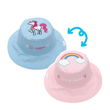 加拿大 flapjackkids - 雙面防風遮陽帽/防曬帽-彩虹/獨角獸 (4y-6y)