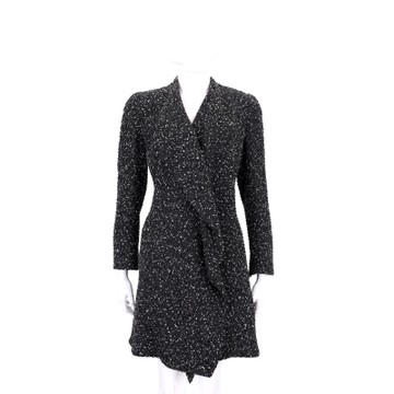 EDWARD ACHOUR PARIS 黑色荷邊下擺設計毛呢大衣外套