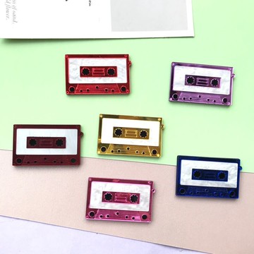 55*32mm亞克力復合錄音機磁帶韓風時尚手機鏈配件鑰匙扣耳環DIY【宜家良品百貨】