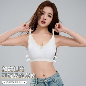 可可裡🌺內衣女薄款夏季透氣大胸顯小胸聚攏無鋼圈背心式冰絲涼感無痕文胸