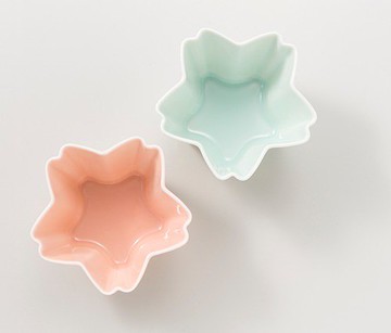 櫻花型陶瓷小缽   水蓝色