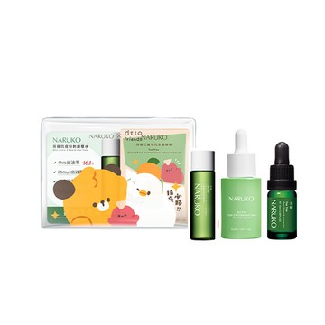 dtto friends鬥痘學院【NARUKO】茶樹鬥痘必勝包(三酸精華+調理水20ml+鬥痘透明包)+淡印美白寶10ml