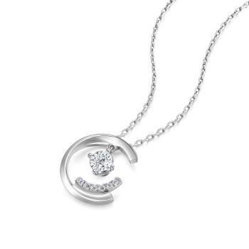 Daily Luxe 簡約C型 18K金鑽石項鍊