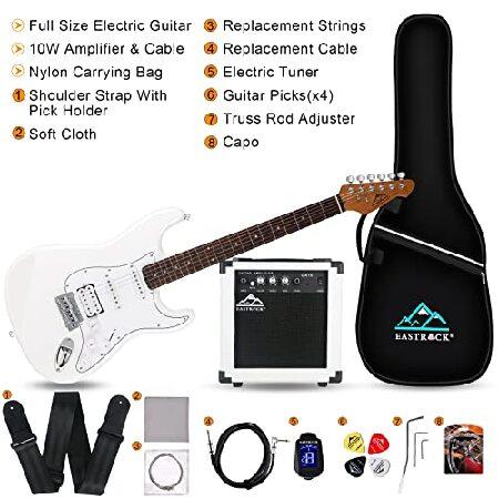 EASTROCK 39 inch Full-Size Stratocaster Electric Guitar Kit for Beginner Starter with 10w Amp, Bag, Capo, Shoulder Strap, String, Cable, Tuner, Picks.