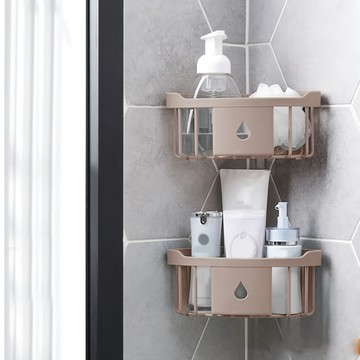 無痕貼三角收納籃  尺寸W20xL15xH8.5cm  粉色  1組