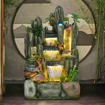 大型假山流水噴泉風水輪擺件客廳室內店鋪開業招財水晶球落地擺件