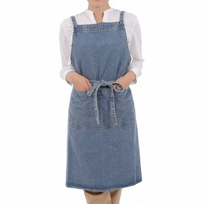 デニムエプロン おしゃれ 男女兼用 調整可能 仕事用 ワークエプロン ユニセックス(ダークブルー/フロントポケット, フロントポケット)