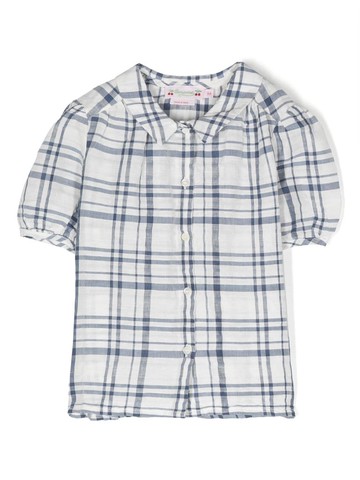 Bonpoint - Adele plaid-print blouse - kids - Linen/Flax/Cotton/Polyester - 12 - White