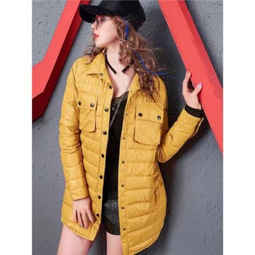 深圳2025新款南油女裝歐貨修身免洗輕薄襯衫式羽絨服女中長款外套