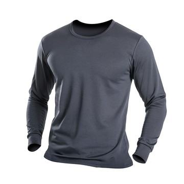 圓領刷毛暖暖衣-灰色