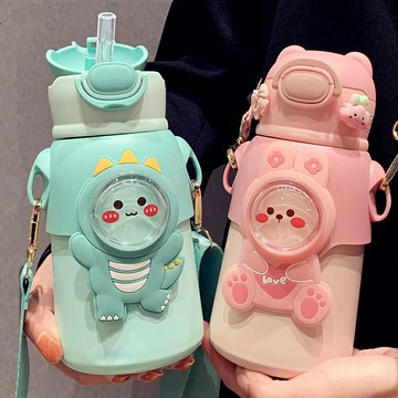可愛兒童保溫杯 吸管杯 高顏值寶寶水壺 吸管杯 環保杯 果汁杯 隨身杯 隨行杯 環保隨手杯 吸管飲料杯 防撞手搖杯 防摔杯