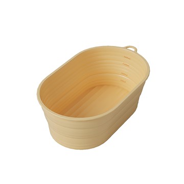 矽膠折疊烘焙發酵籃 橢圓型 附刻度 米黃色 26 x 16.3 x 9.2cm  1個