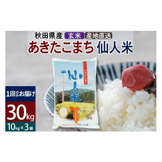 ふるさと納税 秋田県 東成瀬村 新米 令和5年産 あきたこまち 秋田県産「仙人米」玄米 30kg（10kg×3袋）