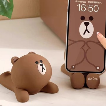 預購 限量送小贈品【遊戲家】LINE FRIENDS 熊大公仔手機支架 裝飾公仔擺件擺飾 懶人手機支架 - 熊大