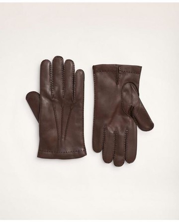 Brooks Brothers Men's Lambskin Gloves with Cashmere Lining | Brown | Size XL