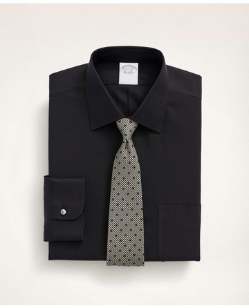 Brooks Brothers Men's Stretch Supima Cotton Non-Iron Pinpoint Oxford Ainsley Collar Dress Shirt | Black | Size 15½ 32