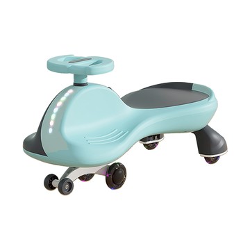 閃輪兒童扭扭車 奶藍灰 靜音輪 滑步車 搖搖車 平衡車