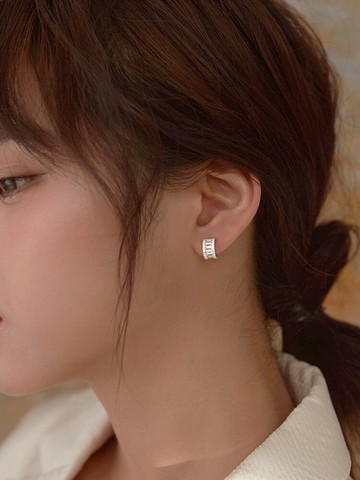 小麋人半圓閃鉆輕奢精致純銀耳釘女耳環年新款潮韓國網紅氣質