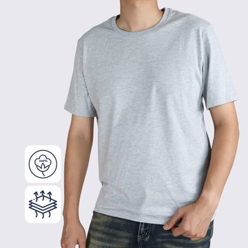 棉質圓領Ｔ恤－淺麻灰色