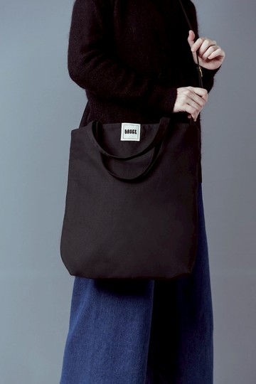 無印 素面 可調式背帶三用帆布包 / 肩背/ 手提 / 斜背 / 黑