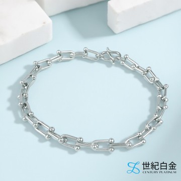 【世紀白金】Pt950鉑金手鍊 U型馬蹄鍊 歐美時尚 男士手環 個性百搭 生日禮物