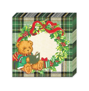 冬日格紋小熊 (綠色) 便利貼