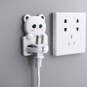創意卡通插座插頭掛鉤 強力粘膠墻上壁掛式廚房電源線收納自粘鉤