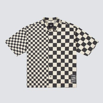 Vans HYBRID CHECKER 男女款黑白色棋盤格短袖襯衫