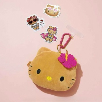 SANRIO 三麗鷗 HELLO KITTY 曬黑 凱蒂貓 毛絨吊飾 零錢小包