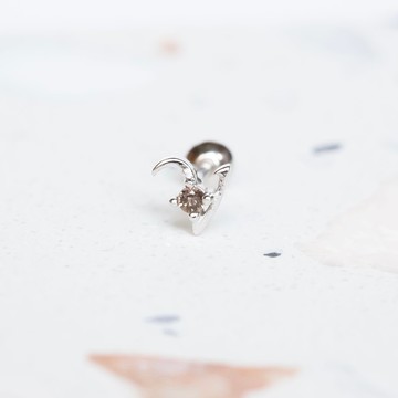 天然石925純銀英文字母轉珠耳環 V