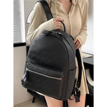潮牌千鳥格雙肩包女2025新款時尚大學生書包簡約壓痕大容量旅行包
