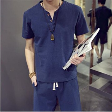 【米蘭精品】現貨+預購 新中式棉麻上衣棉麻襯衫唐裝上衣褲裝日系亞麻罩衫休閒男裝-修身簡約5色74ll60