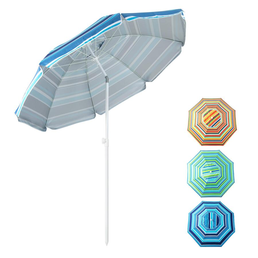 Tangkula 6.5 FT Beach Umbrella, Windproof Ventilated Sunshade Shelter with Tilt Mechanism, Sand Anchor, Portable Outdoor Sunshade Umbrella with Carry