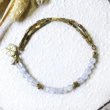 VIIART。存在。月光石黃銅手環 | 天然石小清新幻彩藍月光