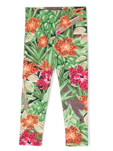 Kenzo Kids - floral-print tapered-leg leggings - kids - Elastane/Cotton - 6 yrs - Green