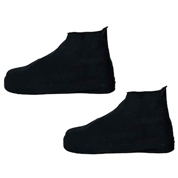 高彈力乳膠輕便雨鞋套 - 防水耐磨  雙層鞋底  一體成型  L  黑色  1雙