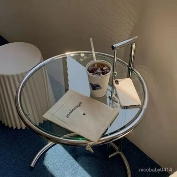 【臺灣熱賣款 茶桌】中古不銹鋼陞降茶幾玻璃邊幾簡約現代沙髮角幾臥室床頭網紅透明長桌 桌子 客廳桌 矮桌子 桌邊桌 X0R