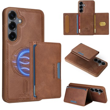 商務 分體磁吸卡包 三星Galaxy S25+ Ultra edge 掀蓋皮套 插卡支架 防摔手機殼 保護套