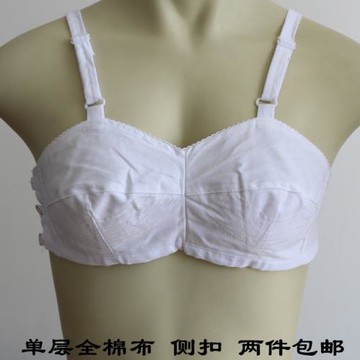 側扣老式單層全棉麻布中老年人文胸大碼超薄杯胸罩內衣純棉無鋼圈